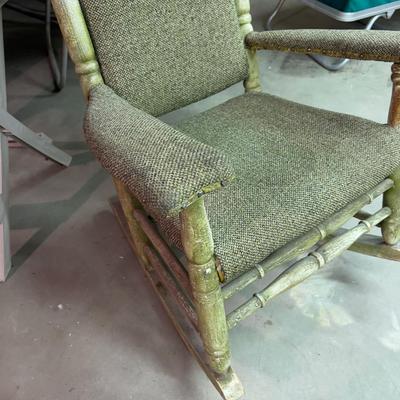 Antique Painted Rocker with Upholstered Set