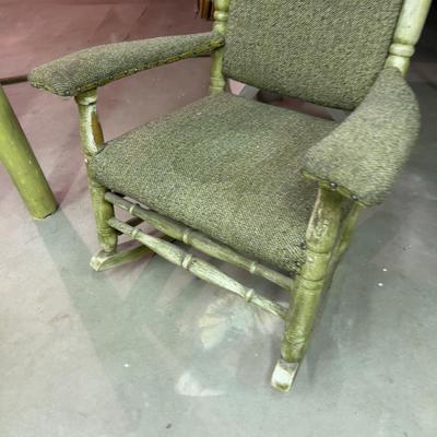 Antique Painted Rocker with Upholstered Set
