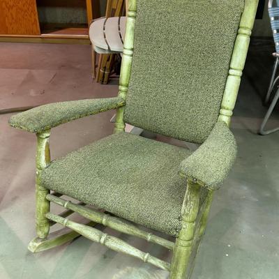 Antique Painted Rocker with Upholstered Set