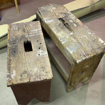 2 Rustic Shop Wood Benches