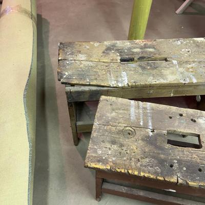 2 Rustic Shop Wood Benches