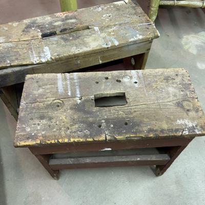 2 Rustic Shop Wood Benches