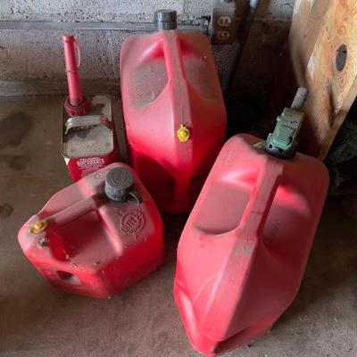 4 Gas Cans, (garage)