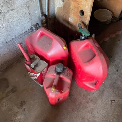 4 Gas Cans, (garage)