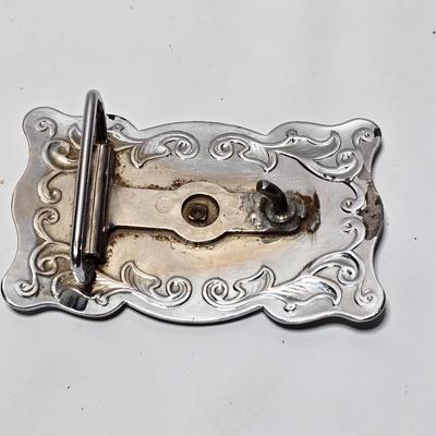 Set of 2 western belt buckles - Bucking Bronc, Wyoming belt buckle = Covered Wagon Belt Buckle Cowboy Pioneer Western Wear Old West