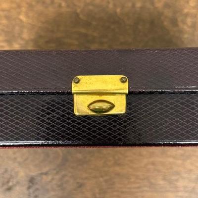 Sale Photo Thumbnail #505: Hinged lid with snap latch closure. Lined inside.  Good condition.