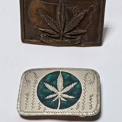 1776-1976 200 Years US Homegrown La Venta Bloomington Ind. Marijuana Hall of Fame Belt Buckle & Green and Silver Weed belt buckle