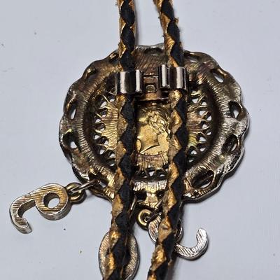 Vintage Moose Lodge hat pins with bolo tie with unique gold color coin back - Annual pins - Award pins - Collectibles