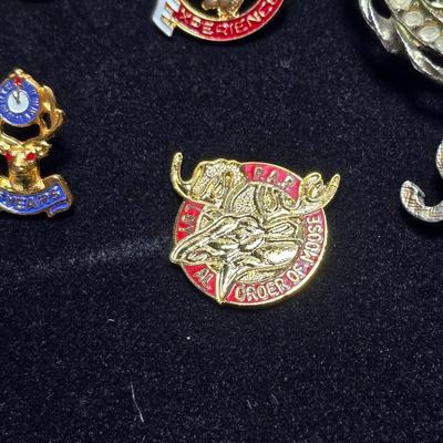 Vintage Moose Lodge hat pins with bolo tie with unique gold color coin back - Annual pins - Award pins - Collectibles