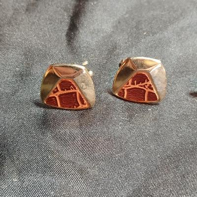 Vintage 2 sets of matching 70's tie clips & cuff links