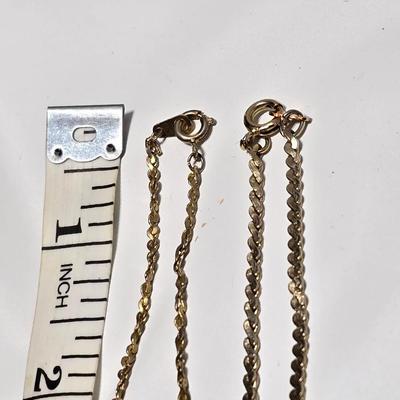 Six gold toned necklace chains - braided and thick chain