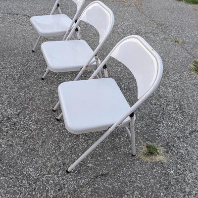 3 metal folding chairs