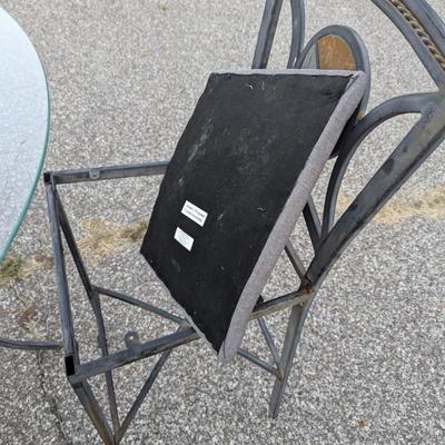 metal bistro Table with Glass top and 2 chairs