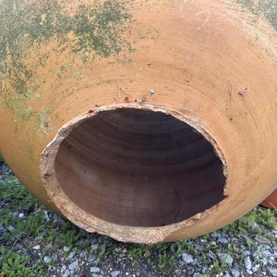 Sale Photo Thumbnail #222: Planter has natural patina 
bottom is opening, please refer to photo
Measures: 2'7" high x 28" diameter