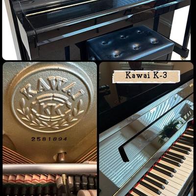 Kawai K-3 piano w original red dust cover
