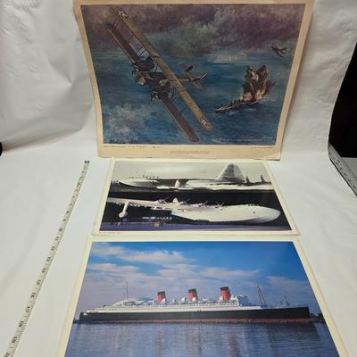 Military aviation - Bob Lavin General Mitchell's Bombers sink the OstFriedland 7 / 1921 with Spruce Goose & Queen Mary placemats