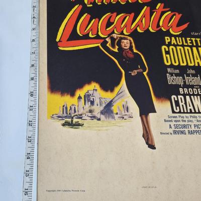 Two 1949 Columbia Pictures Corp. Anna Lacasta - Paulette Goddard - screen play Litho both numbered 49/408 tagboard posters