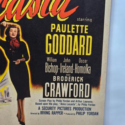 Two 1949 Columbia Pictures Corp. Anna Lacasta - Paulette Goddard - screen play Litho both numbered 49/408 tagboard posters