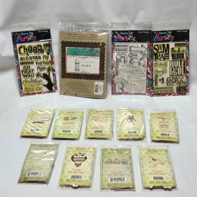 Crafting Stamps - Brand new - Dare 2B Artzy clear stamps - Red Rubber unmounted stamps - Unity stamp Company stamps