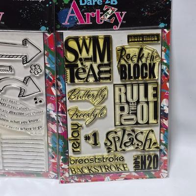 Crafting Stamps - Brand new - Dare 2B Artzy clear stamps - Red Rubber unmounted stamps - Unity stamp Company stamps