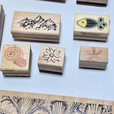 Mounted wood block stamps - large assortment - crafting stamps - Faces, Florals, Textures and more