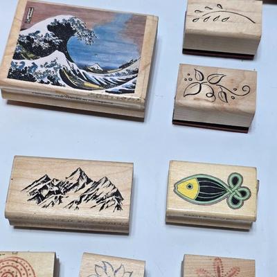 Mounted wood block stamps - large assortment - crafting stamps - Faces, Florals, Textures and more