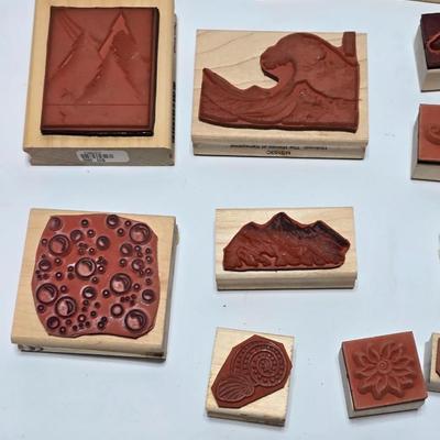 Mounted wood block stamps - large assortment - crafting stamps - Faces, Florals, Textures and more