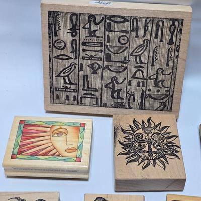 Mounted wood block stamps - large assortment - crafting stamps - Faces, Florals, Textures and more