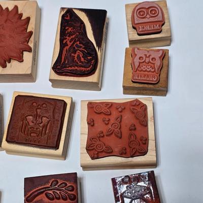 Mounted wood block stamps - large assortment - crafting stamps - Faces, Florals, Textures and more