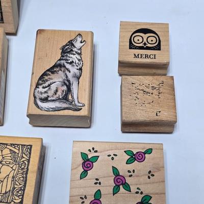 Mounted wood block stamps - large assortment - crafting stamps - Faces, Florals, Textures and more