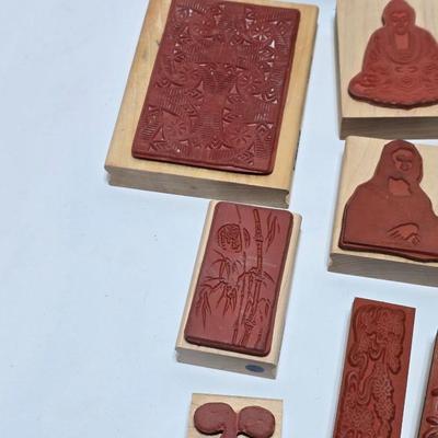 Mounted wood block stamps - large assortment - crafting stamps - Sun, leaves, grateful dead bear, dog and large variety