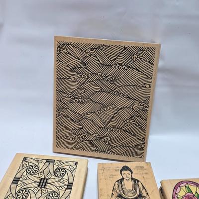 Mounted wood block stamps - large assortment - crafting stamps - Sun, leaves, grateful dead bear, dog and large variety