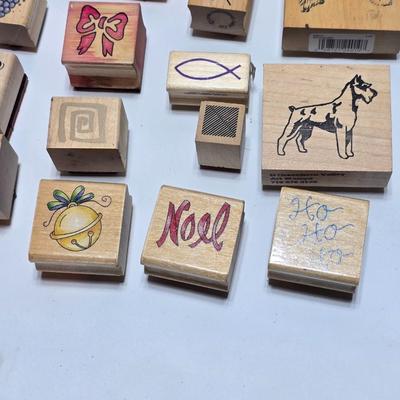 Mounted wood block stamps - large assortment - crafting stamps - Dogs, Wolf, Designs, Christmas, Large assortment