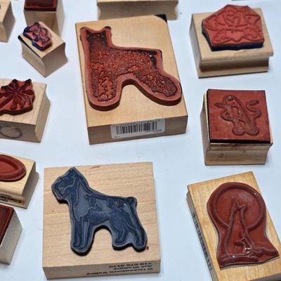 Mounted wood block stamps - large assortment - crafting stamps - Dogs, Wolf, Designs, Christmas, Large assortment