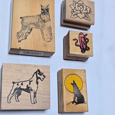 Mounted wood block stamps - large assortment - crafting stamps - Dogs, Wolf, Designs, Christmas, Large assortment
