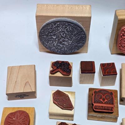 Mounted wood block stamps - large assortment - crafting stamps - Dogs, Wolf, Designs, Christmas, Large assortment