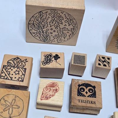Mounted wood block stamps - large assortment - crafting stamps - Dogs, Wolf, Designs, Christmas, Large assortment