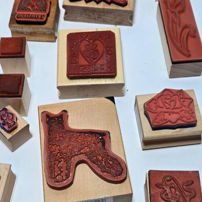 Mounted wood block stamps - large assortment - crafting stamps - Dogs, Wolf, Designs, Christmas, Large assortment