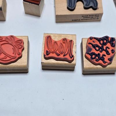 Mounted wood block stamps - large assortment - crafting stamps - Dogs, Wolf, Designs, Christmas, Large assortment