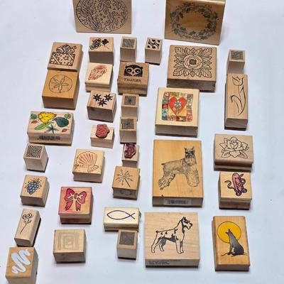Mounted wood block stamps - large assortment - crafting stamps - Dogs, Wolf, Designs, Christmas, Large assortment