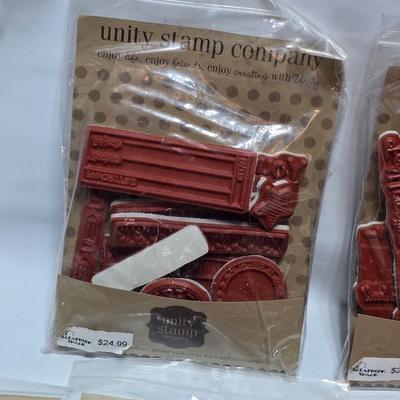 New sealed crafting stamps - Unity stamp co. & other new pre-cut un-mounted red rubber repositionable stamps