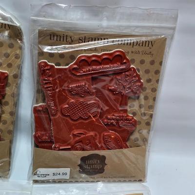 New sealed crafting stamps - Unity stamp co. & other new pre-cut un-mounted red rubber repositionable stamps