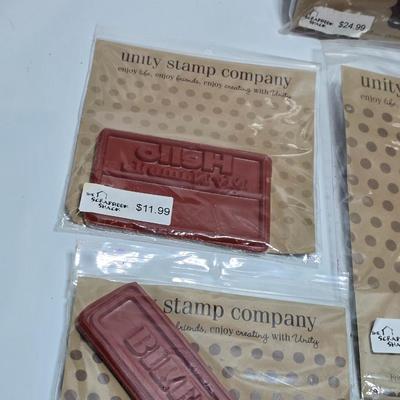 New sealed crafting stamps - Unity stamp co. & other new pre-cut un-mounted red rubber repositionable stamps