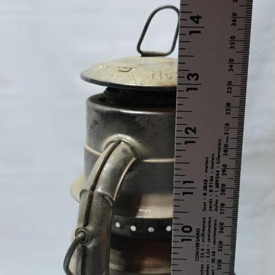 Kerosene Lanterns - Dietz USA New York No 2 - damaged bent top Made in China Blue with glass globes