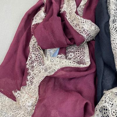 3 New Long Scarves with Lace