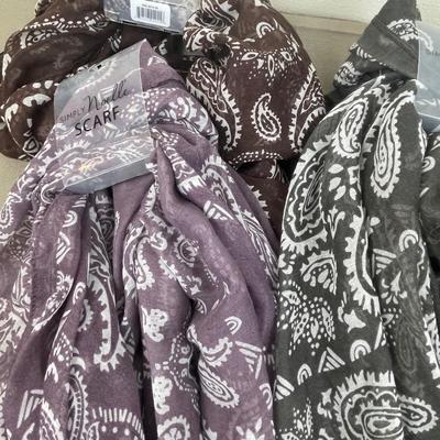 4 New Simply Noelle Long Paisley Scarves