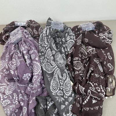 4 New Simply Noelle Long Paisley Scarves