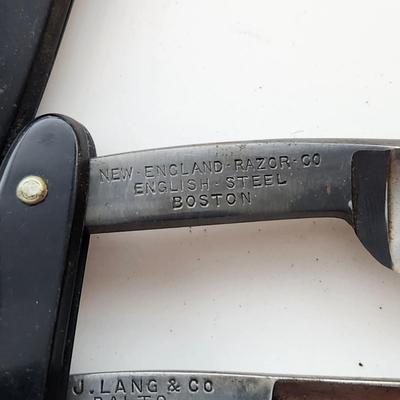 Lot of Vintage Straight Razors & Kriss Kross Stropper , Kobar Copper King Blue Steel, George Wostenholm,Eisemann's ,