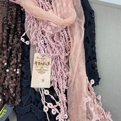 3 New Lace or Sequin Scarves Treska and more