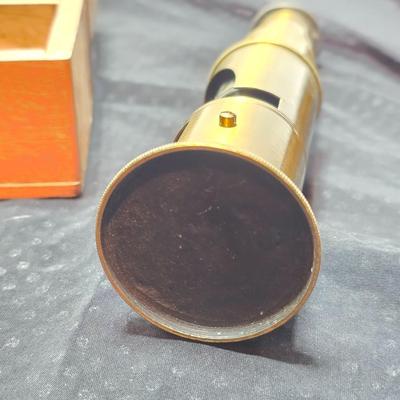 Immaculate! Antique 19th C. Small French Victorian Brass Scientific Travel Microscope with case & tweezers - marked FRANCE